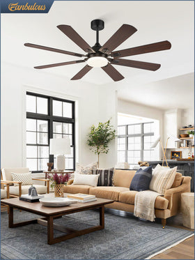 Fanbulous 62-Inch Ceiling Fan with Lights – Black, Remote, 8 Dual-Finish Blades
