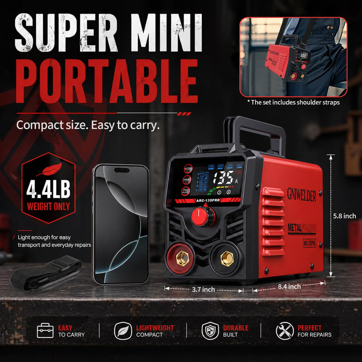 GNIWELDER 135A Mini Stick Welder 110V — Portable DIY Arc Welder
