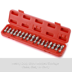 CASOMAN 17PCS 3/8 Drive Universal Flex Socket Set | Metric & SAE, Swivel Head