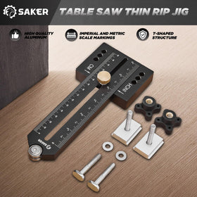 Saker Thin Rip Jig Table Saw Guide – Precise Narrow Strip Cuts for 3/4 x 3/8 Slots
