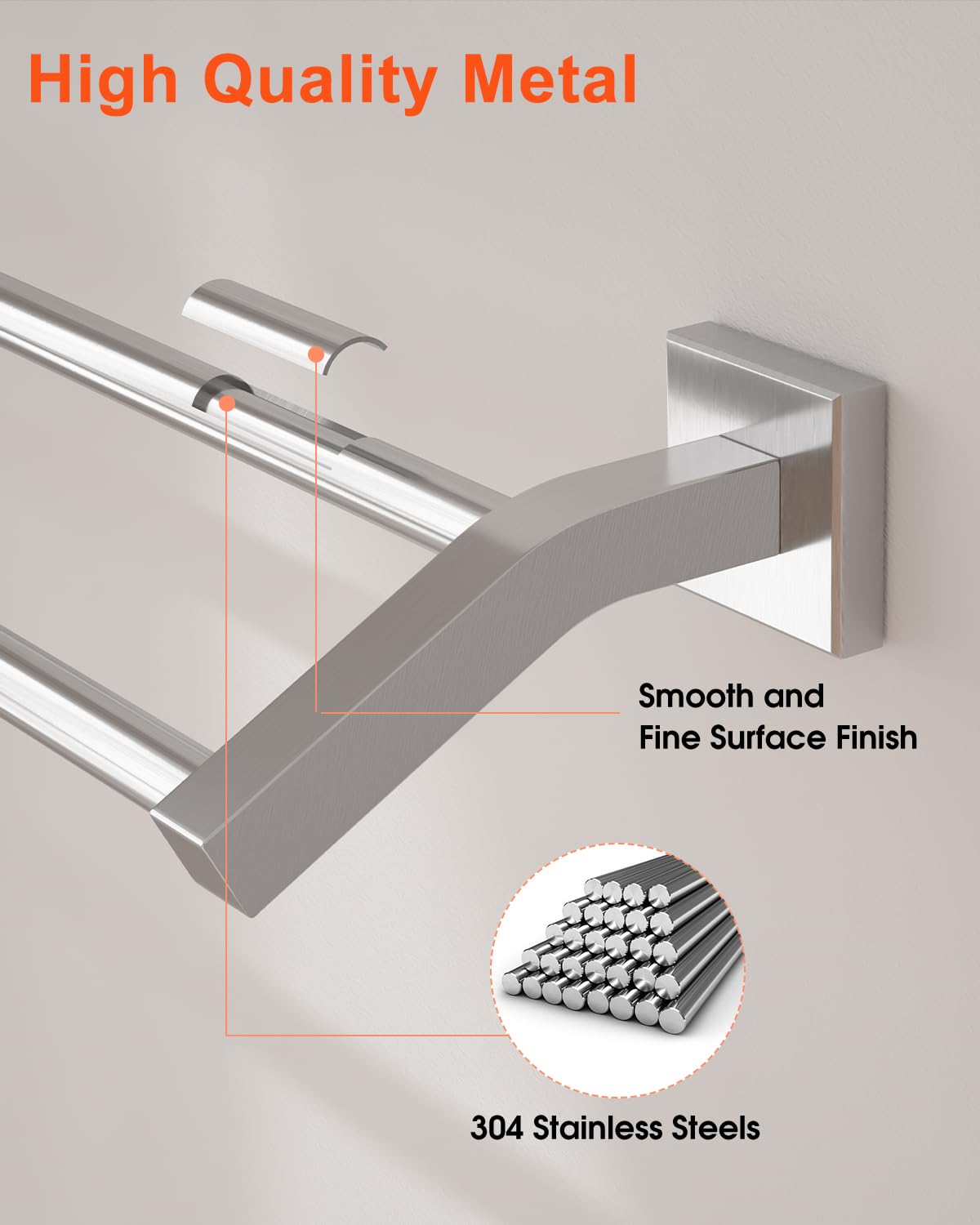 Alise Bath Double Towel Bars – Wall Mount, Brushed Nickel, 24-Inch