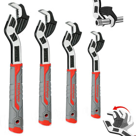 THEshyop 4 Pcs Self-Locking Pipe Wrench Tool – 6–8–10–12 Inch Set | Chrome Vanadium Alloy, Non-Slip Handle, Universal Adjustable Wrench