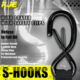 KJE Retractable Ratchet Straps – 4x 2in x 10ft Sets + 4 Soft Loops, 3,300 lb Max, S-Hook with Clip