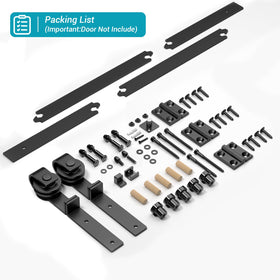 BONIKLUBA 36-Inch Bi-Folding Sliding Barn Door Hardware Kit – Smooth, Quiet, Side-M Mounted Black Rollers (Door Not Included)