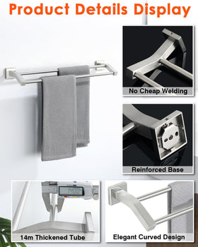 Alise Bath Double Towel Bars – Wall Mount, Brushed Nickel, 24-Inch