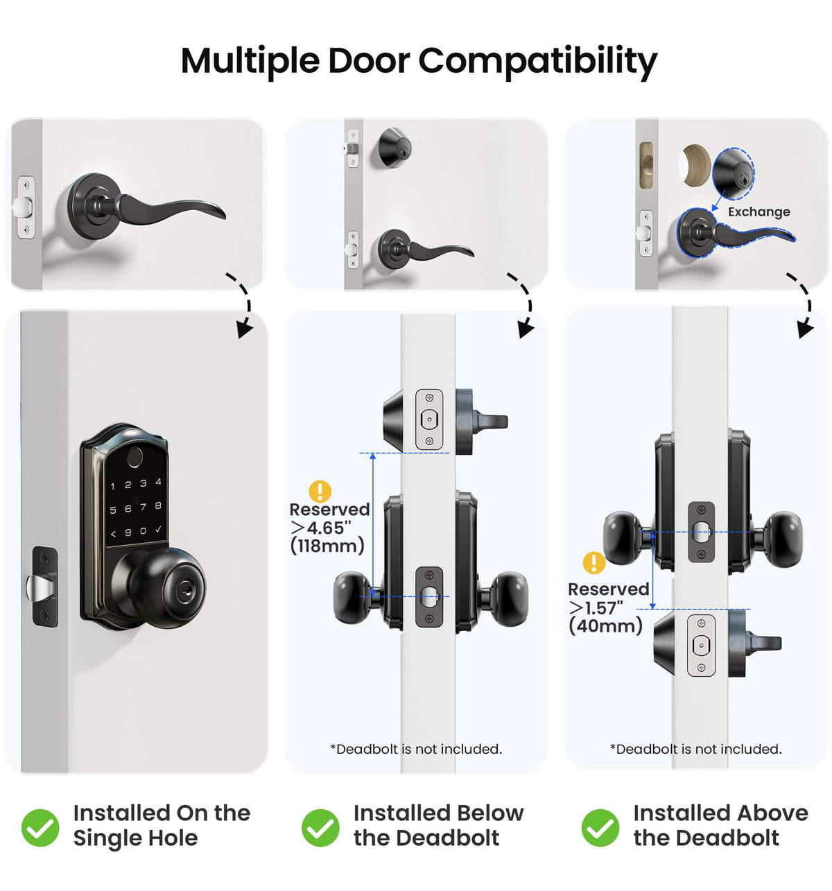 Veise VE018 Smart Knob Lock – Fingerprint, App Control & Keyless Entry (IP55)