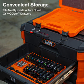 Klein Tools 65148HD KNECT blow-molded case keeps tools organized.