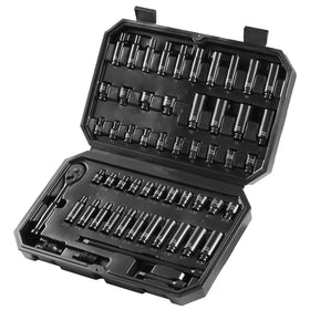 VEVOR 1/4 Drive 55-Piece Impact Socket Set: Deep & Shallow SAE 5/32–9/16, Metric 4–15 mm, 6-Point, CR-V