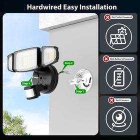 iMaihom 65W LED motion light three-head setup for wider coverage