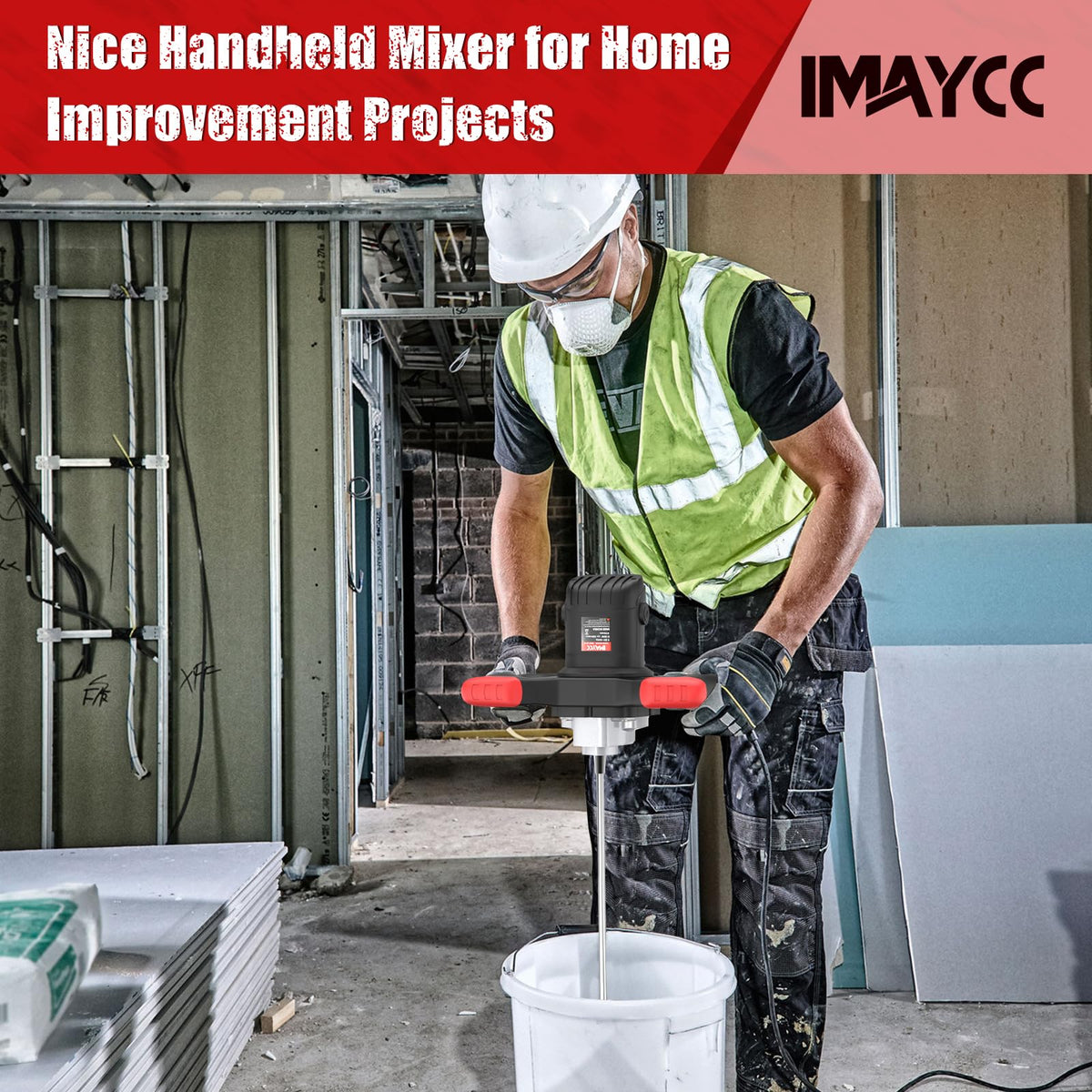 IMAYCC portable 110V handheld mixer with ergonomic handle for easy use.