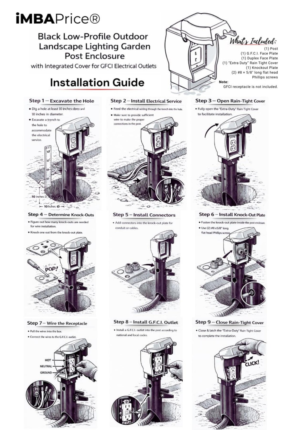 iMBAPrice IMBA-GPD19B-1 includes single-gang wall plates for clean installation