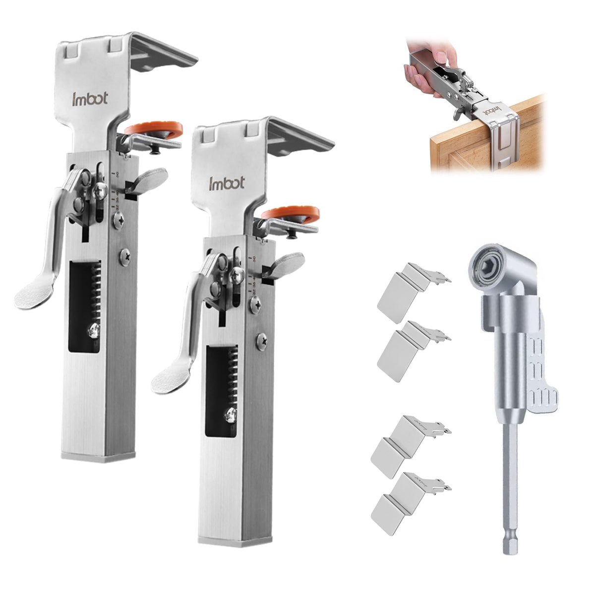 Imbot drawer front clamps in action for fast, secure mounting.