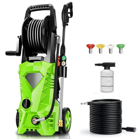 Imdot 5000PSI electric pressure washer with 33ft hose extends reach for thorough outdoor cleaning.