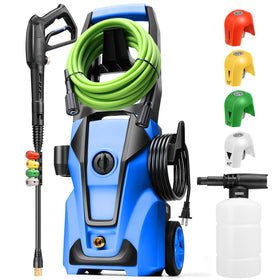 Imdot Electric Pressure Washer front view showing powerful blue chassis.