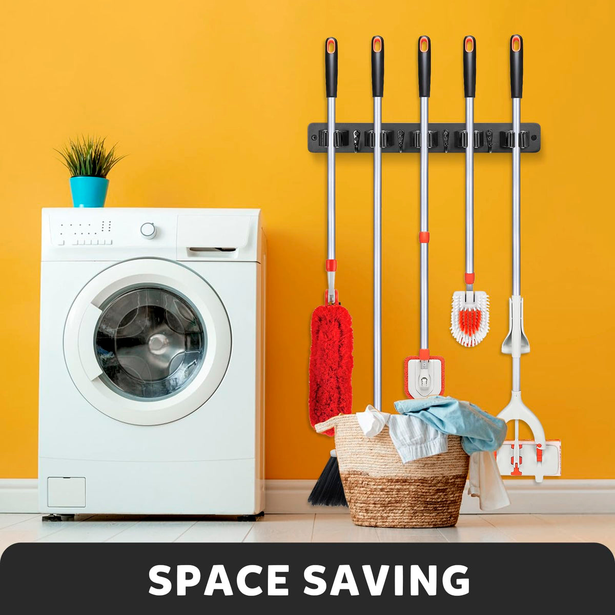 IMILLET durable broom holder provides reliable storage for cleaning supplies