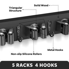 IMILLET five racks four hooks organizer keeps brooms and mops neatly within reach