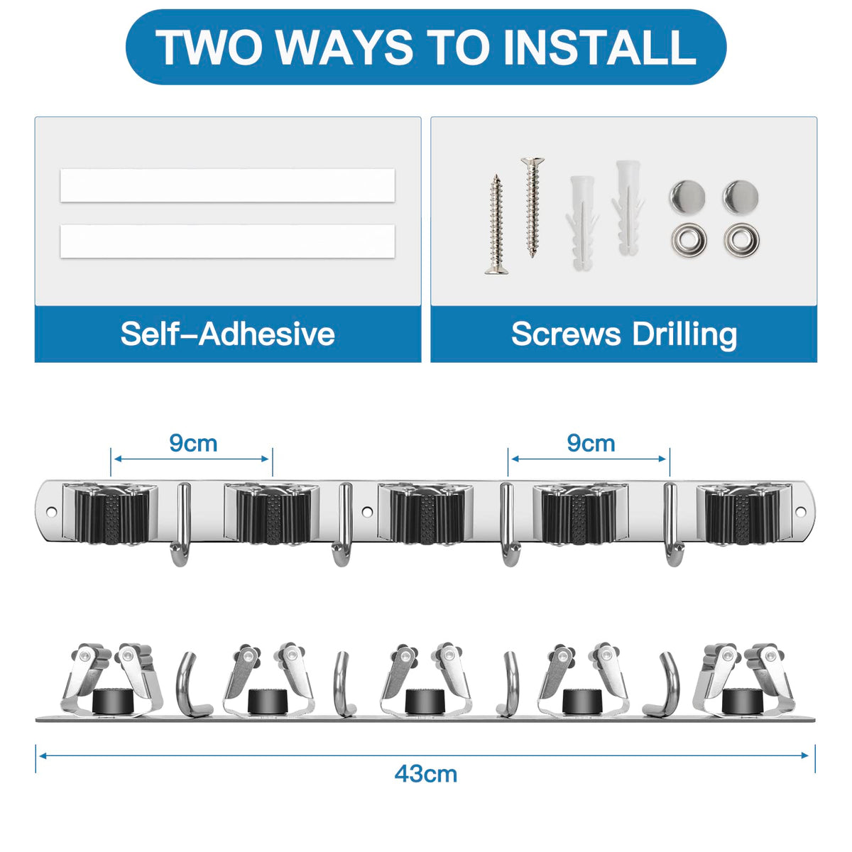 IMILLET versatile broom mop storage suitable for laundry, kitchen, garage, and shed