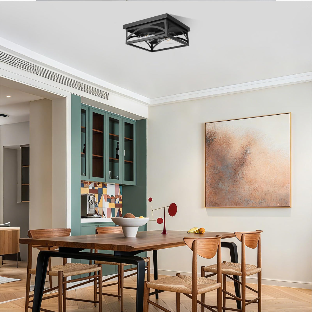 imizdlum 10-inch square fixture provides balanced dining area brightness