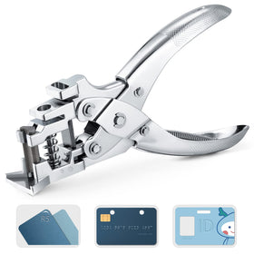 IMLIKE 3-in-1 badge slot punch front view showing precise punching area for PVC cards