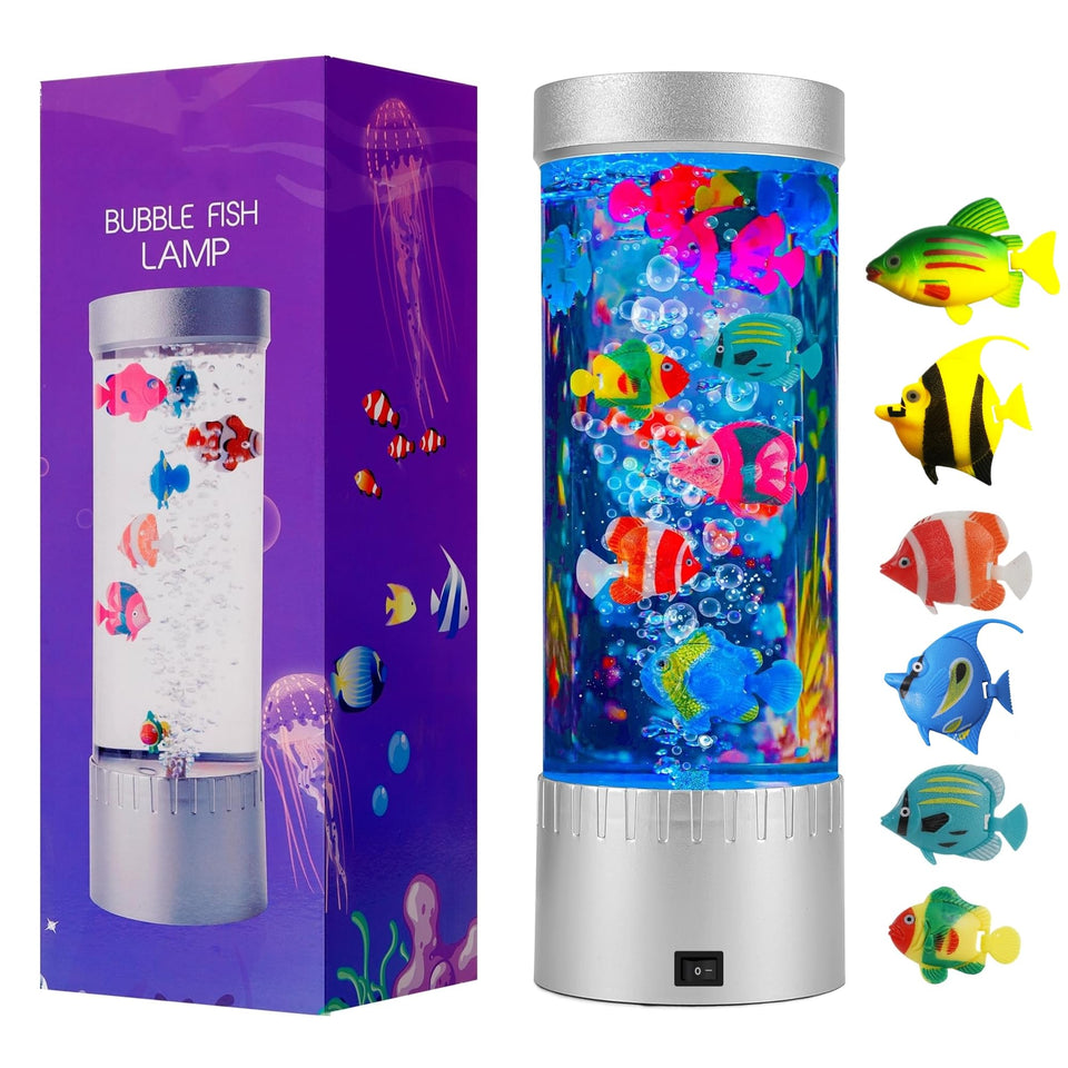 impcenst Bubble Fish Lamp side view with vibrant color changes for a calming room centerpiece.