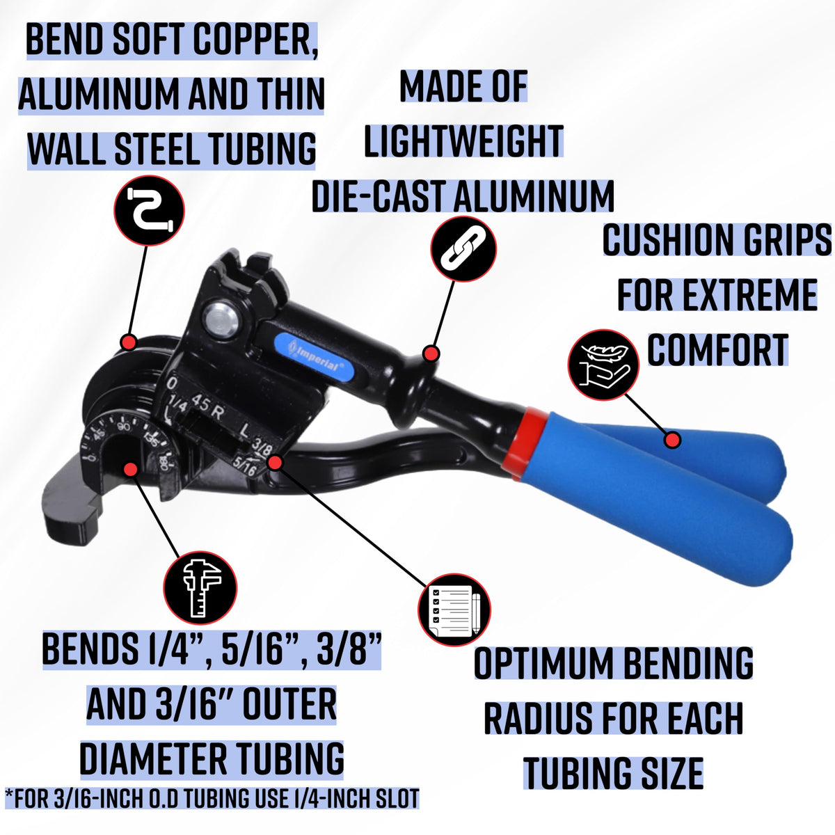 Imperial 470FH Rotolok indexing handle for smooth, controlled tube bending.