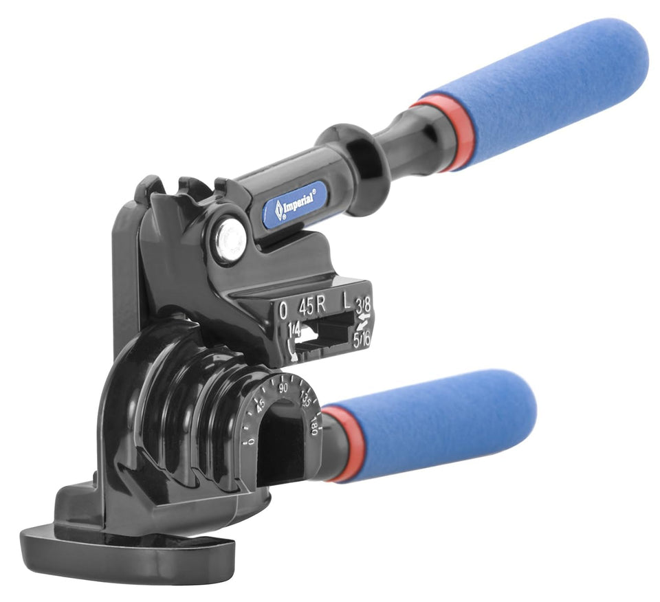 Imperial 470FH triple head bender ready for precise left and right 180-degree bends.