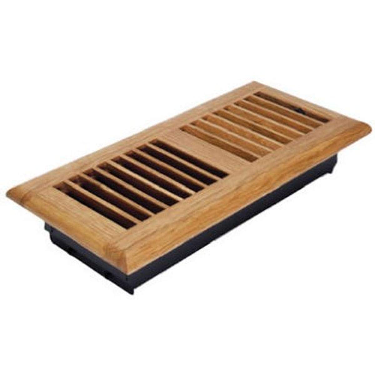 Imperial oak louvered register 4x10 with adjustable damper for precise airflow control.