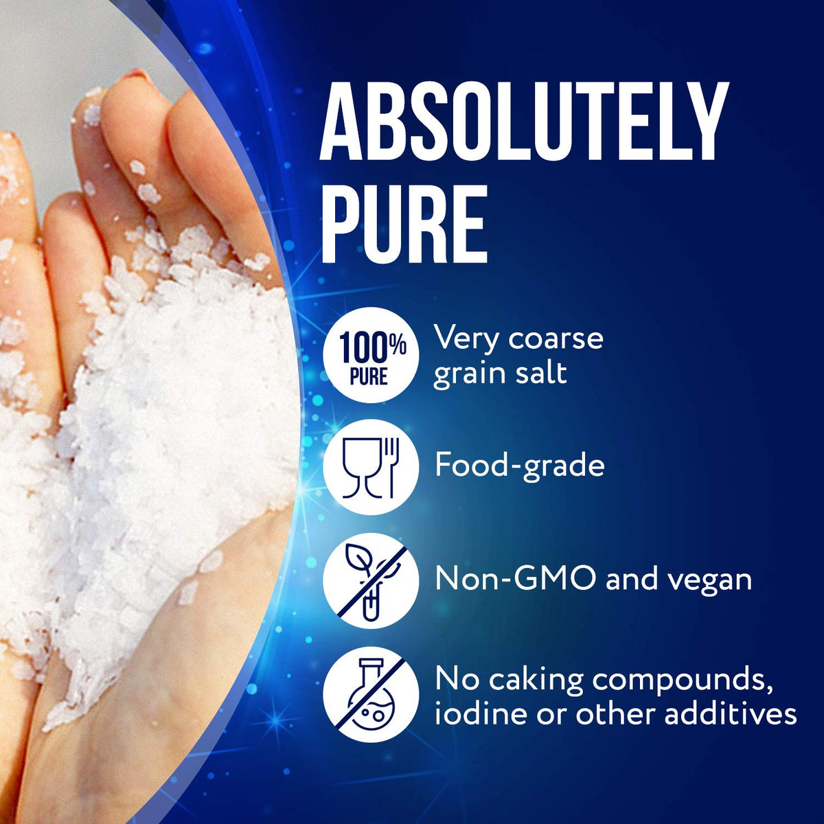 IMPRESA coarse-grain salt grains close-up for mineral-based softening.