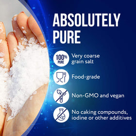 IMPRESA coarse-grain salt grains close-up for mineral-based softening.