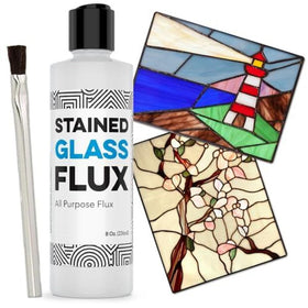 IMPRESA Liquid Zinc Flux bottle ready for stained glass soldering projects