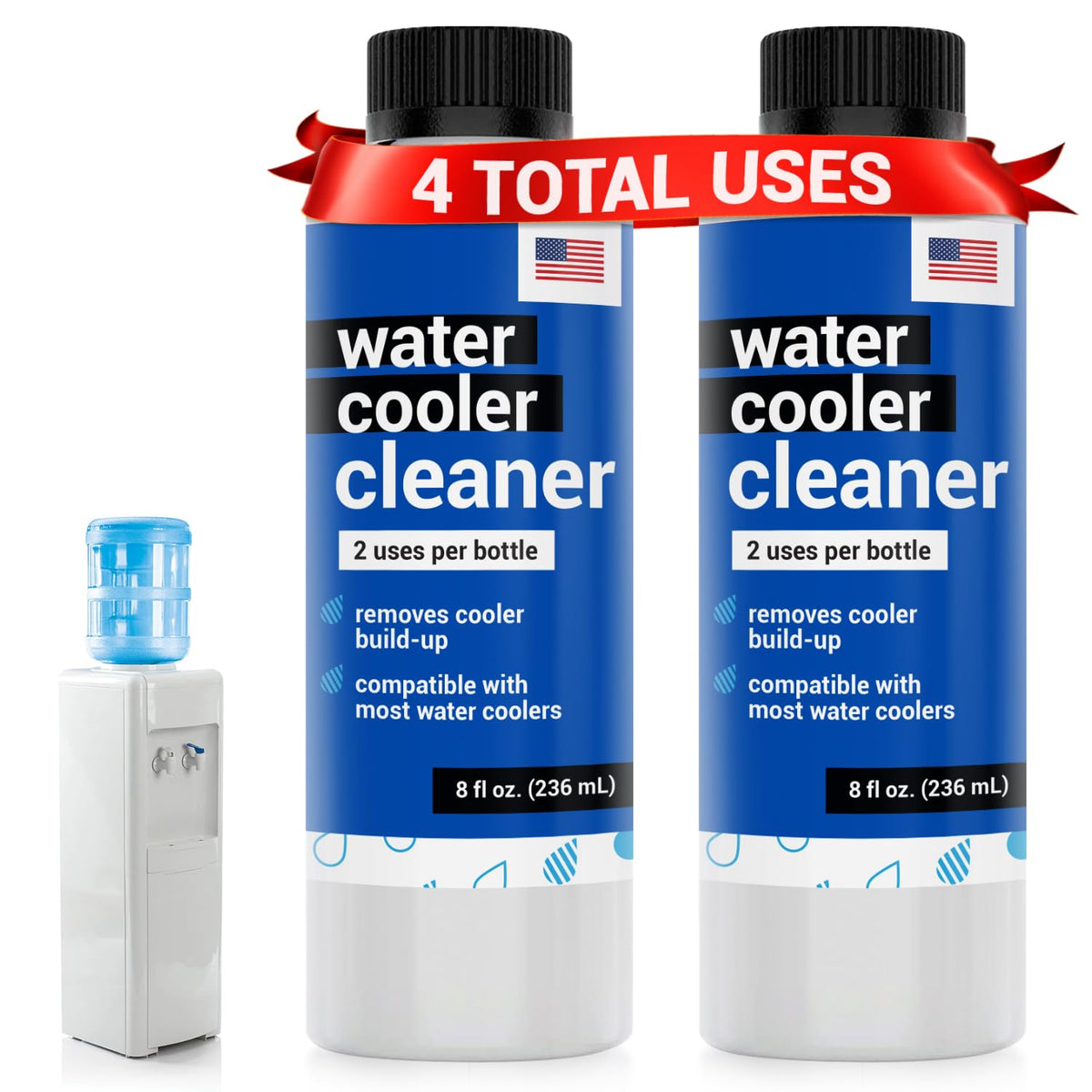 IMPRESA two 8 oz bottles shown for water dispenser cleaning and maintenance
