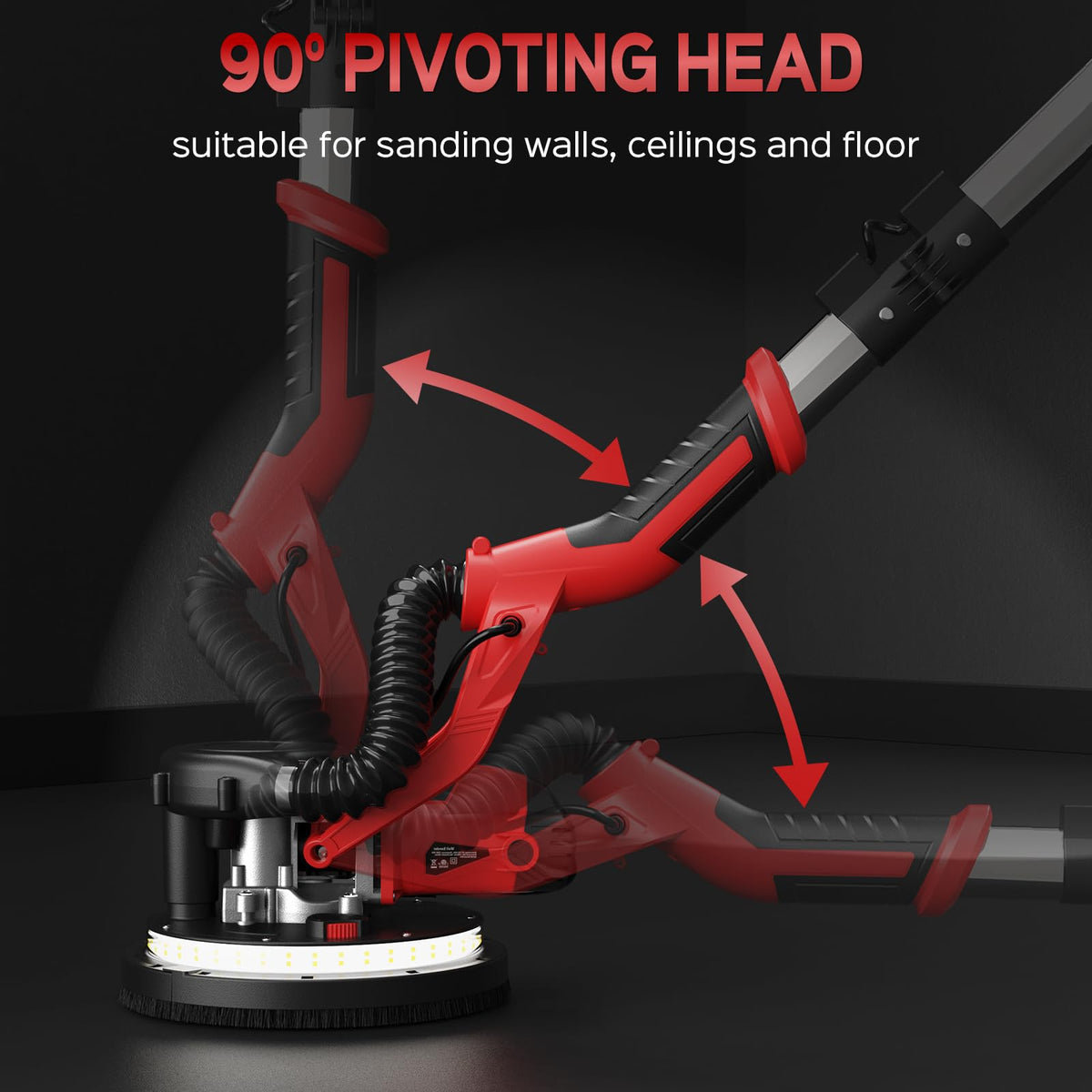 IMQUALI lightweight sander with 8-amp motor reduces fatigue.