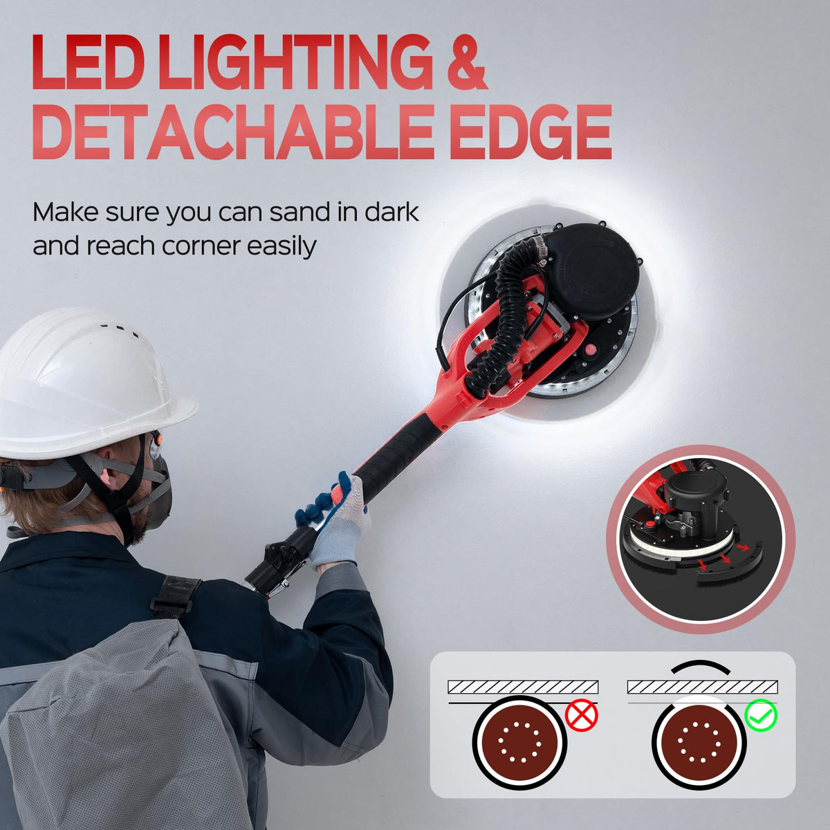 IMQUALI Drywall Sander copper motor delivers steady power for efficient removal