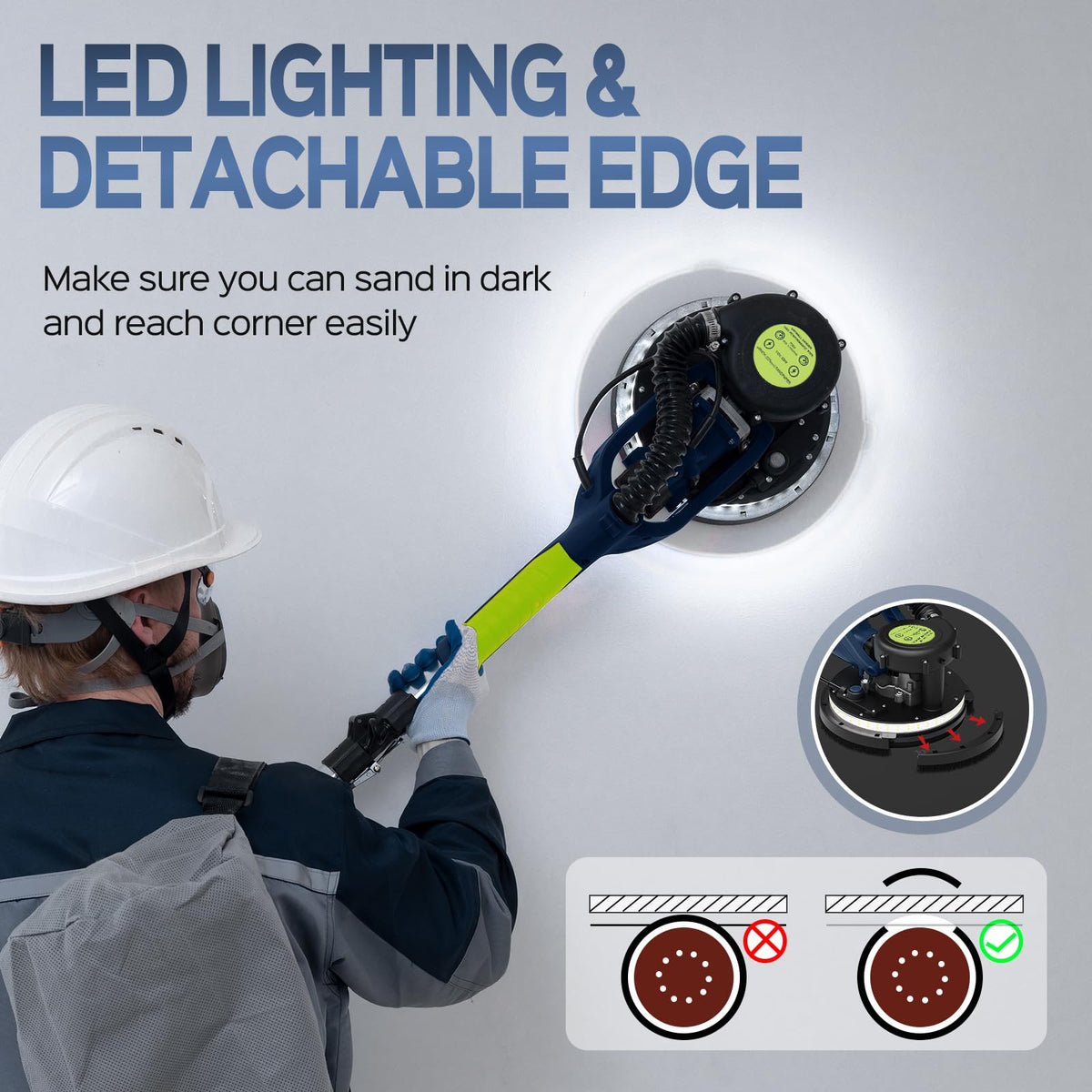 IMQUALI sander detachable corner edge reaches tight spots effectively.