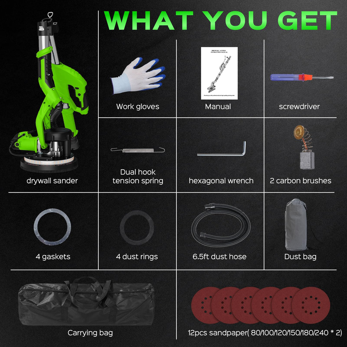 IMQUALI dust hose and bag collect debris for cleaner work areas