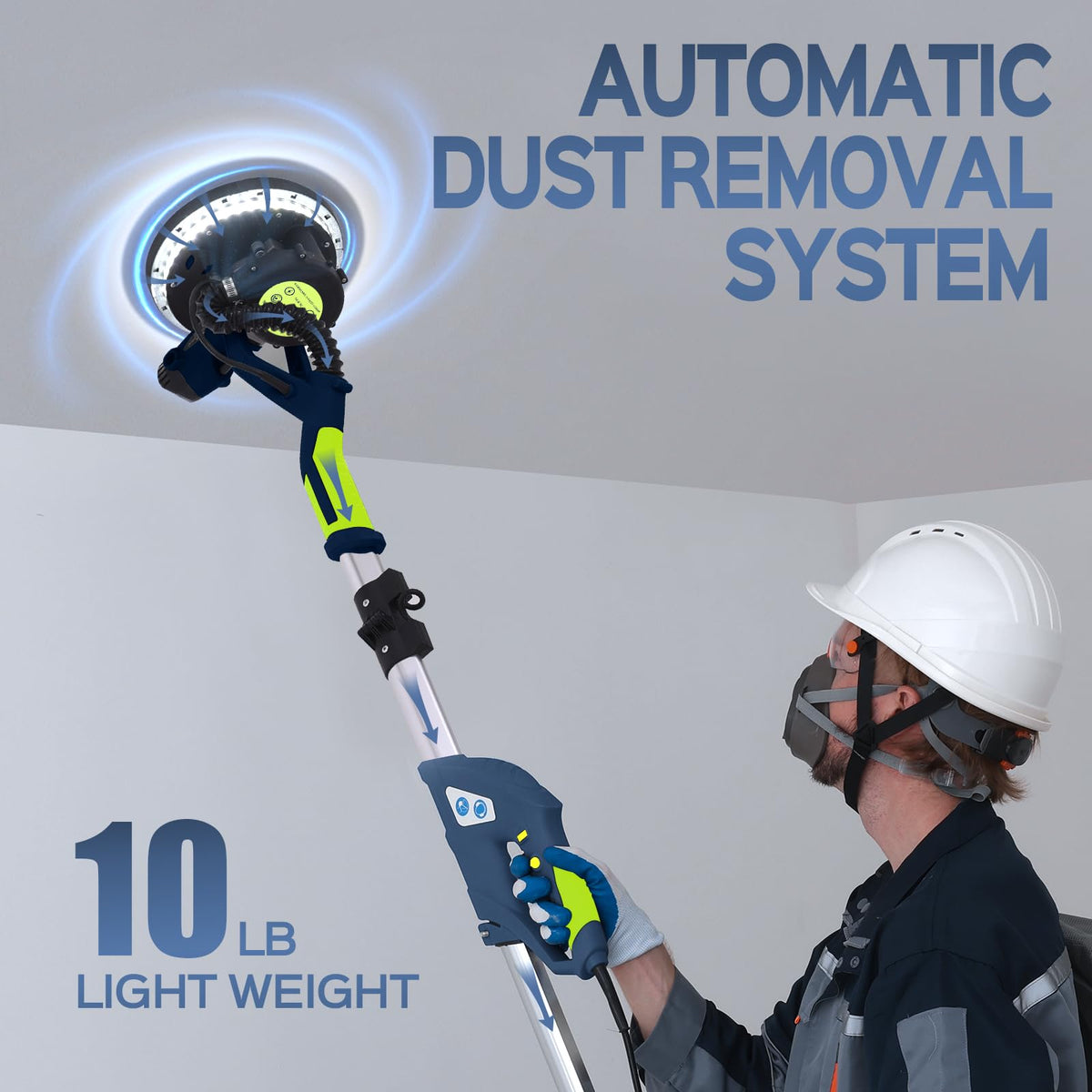 IMQUALI Drywall Sander features a bright LED light for dark corners.