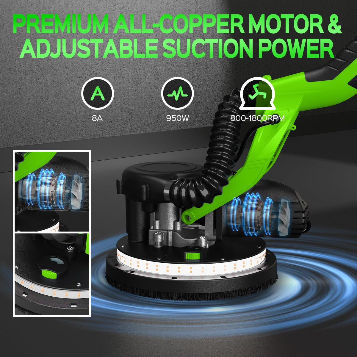 IMQUALI drywall sander LED light strip brightens dark work areas