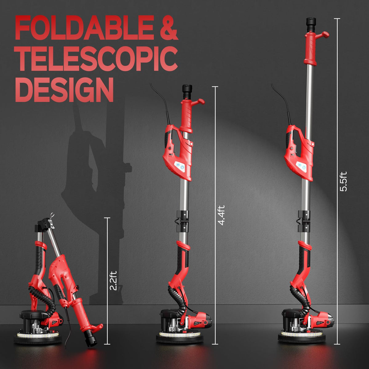 IMQUALI Drywall Sander with LED light improves visibility for precise sanding