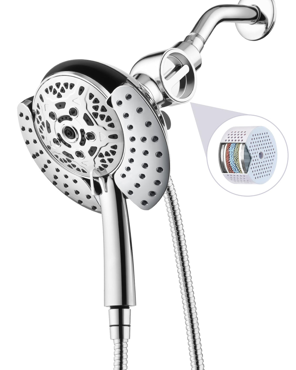 INAVAMZ 2-in-1 filtered shower head dual shower heads for customizable spa-like showers.