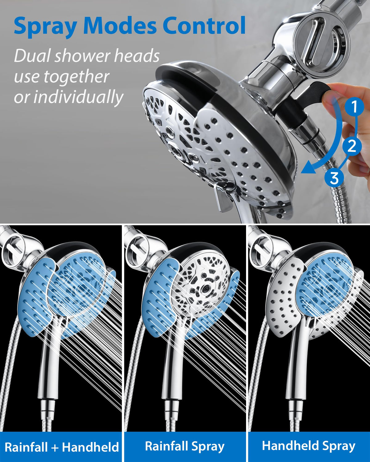 INAVAMZ handheld shower head offers flexible rinsing for hard-to-reach areas.