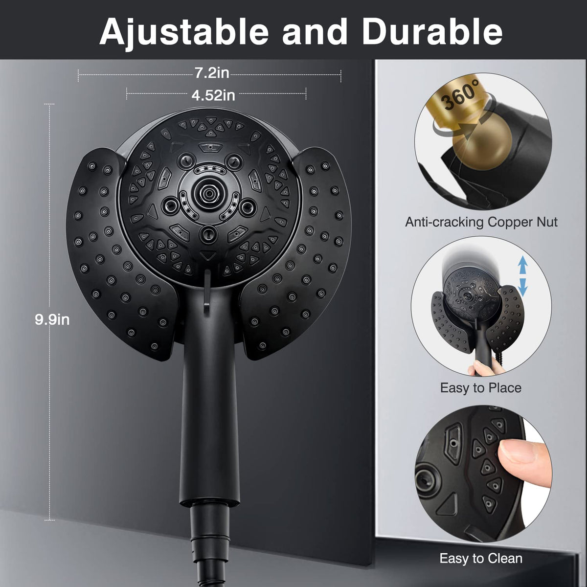 INAVAMZ black control knob adjusts mixed water pressure smoothly.