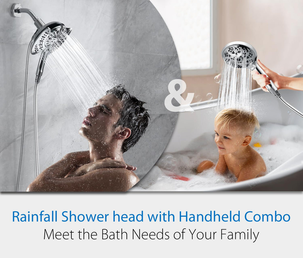 INAVAMZ system stores handheld within rainfall head when not in use.