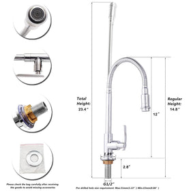 Inchant faucet with 360-degree swivel for flexible sink use.