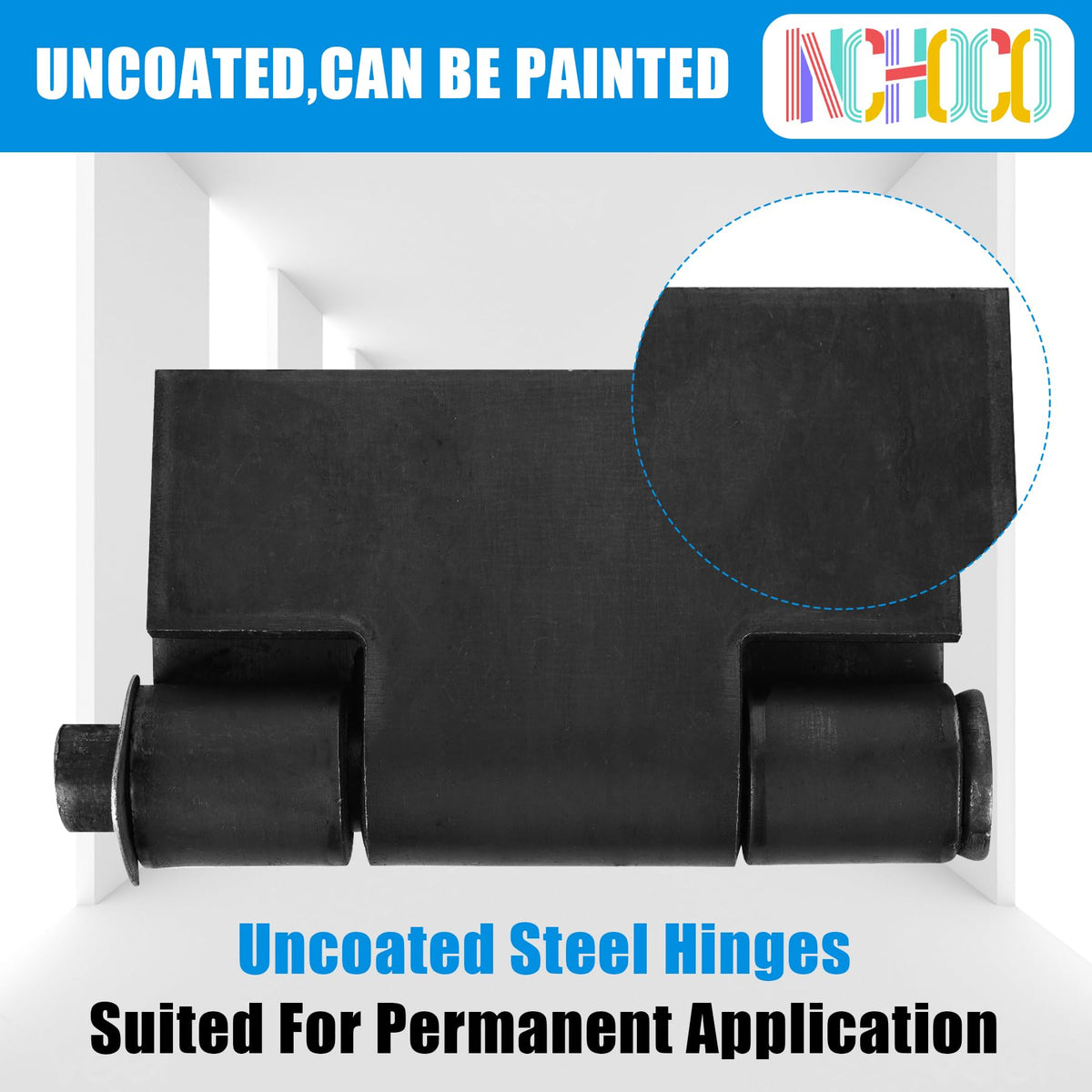 Inchoco heavy-duty metal gate hinges ensure reliable support for yard gates and farm doors.