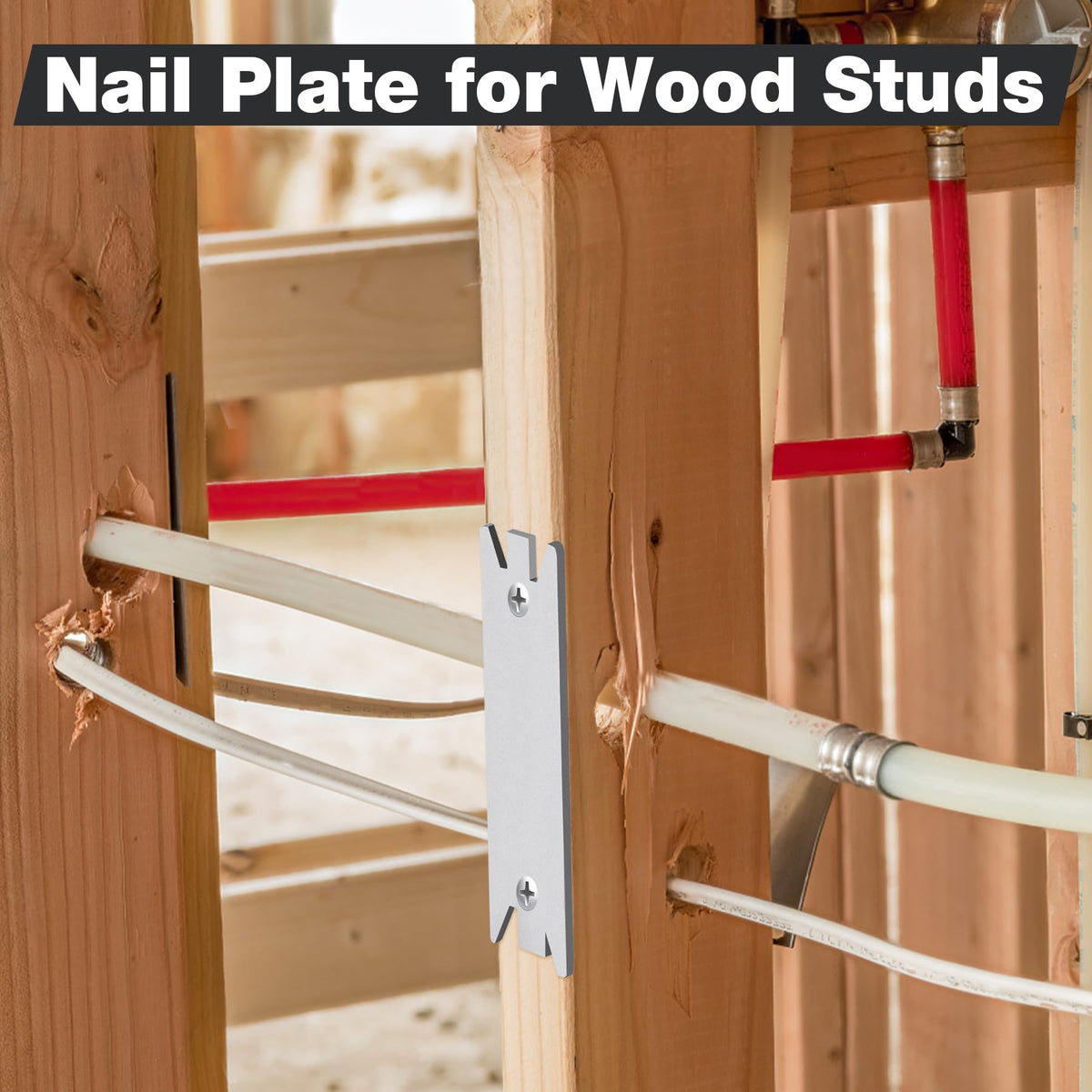Inchoco nail plate guard fits most studs for installation flexibility.