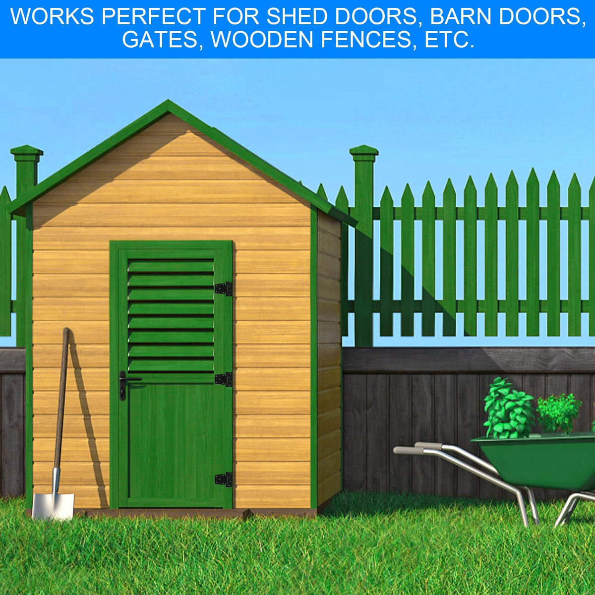 Inchoco screws included for quick installation on wooden gates.