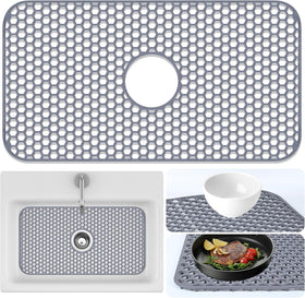 Inchoco Sink Protectors Mat with center drain keeps countertops dry after washing