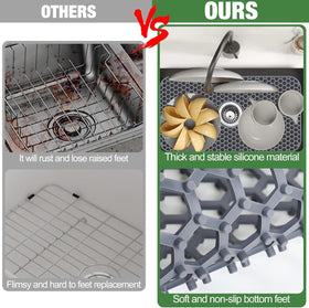 Inchoco mat fits a range of sinks, protecting counters and reducing mess