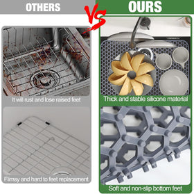 Inchoco Sink Protectors Mat heat-resistant helps protect countertops from hot items.