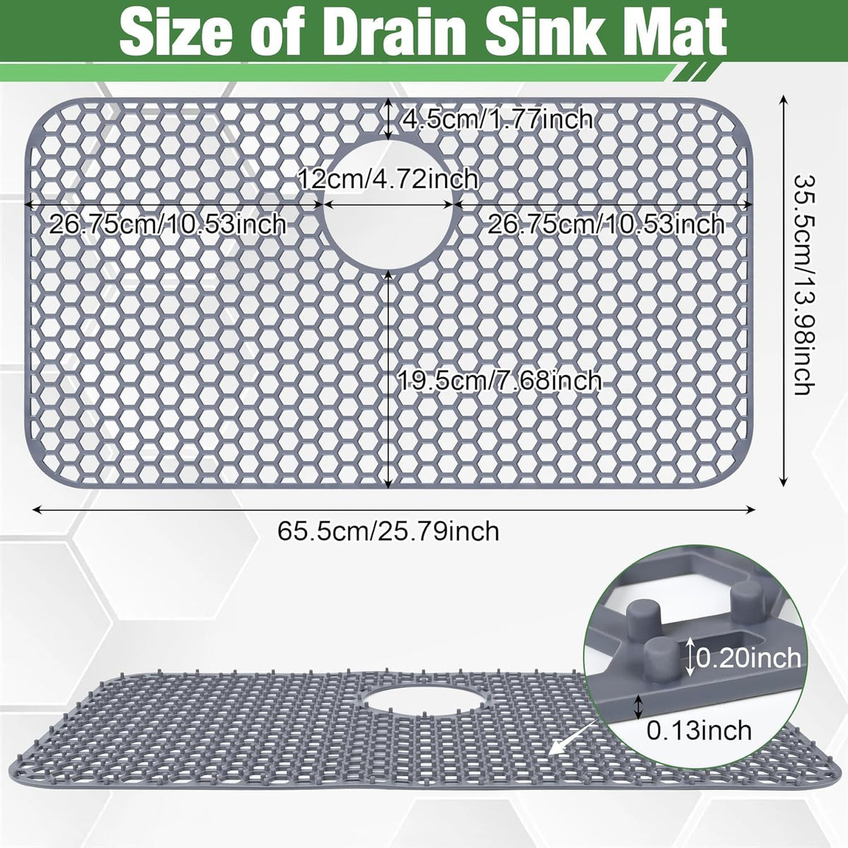 Inchoco Sink Protectors Mat hollow-drain design keeps surfaces dry.